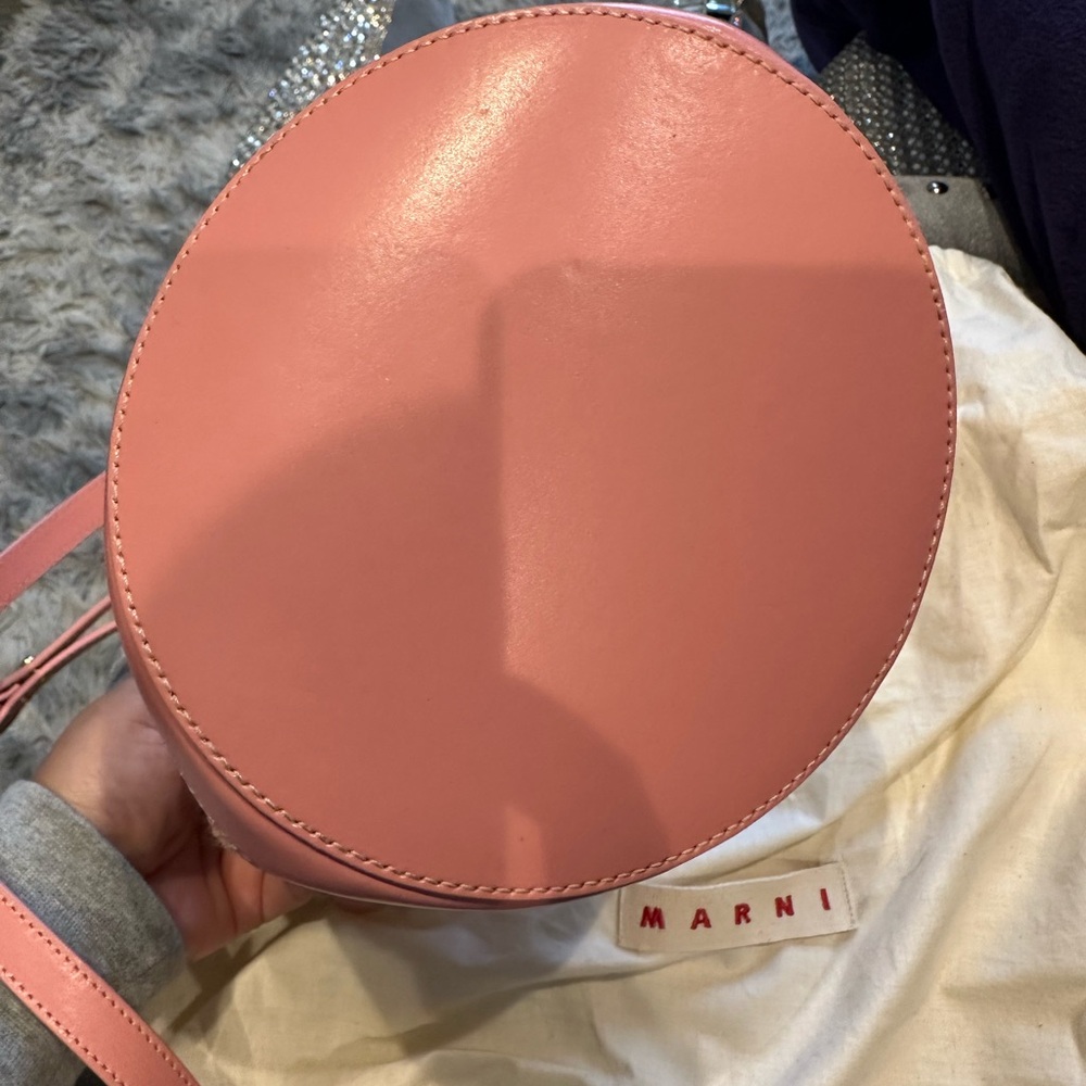 Marni Pink Woven Bucket Tote with Leather Trim - Picture 6 of 7